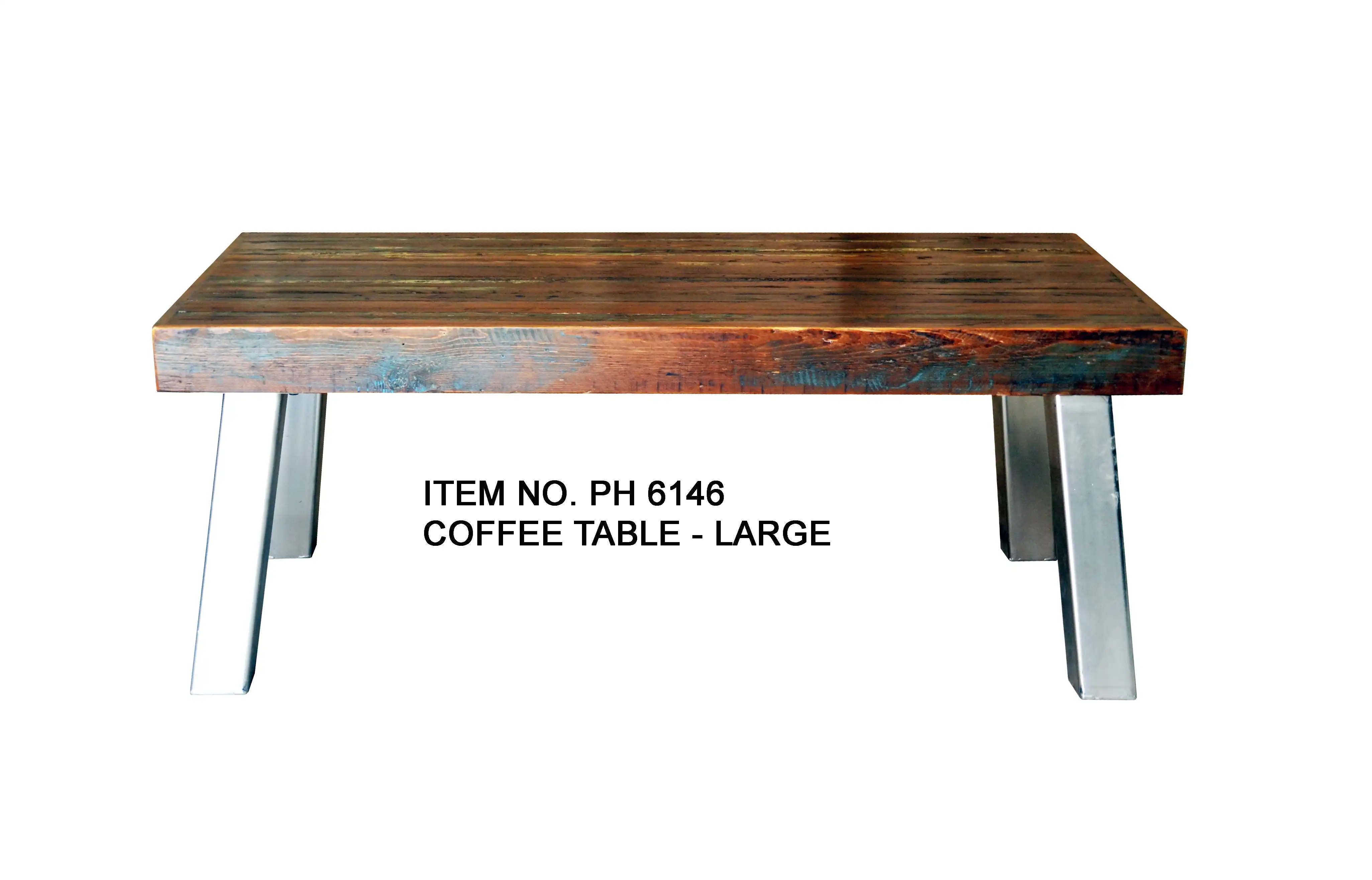 Reclaimed Wood Long Coffee Table with Leg Iron (KD) - popular handicrafts